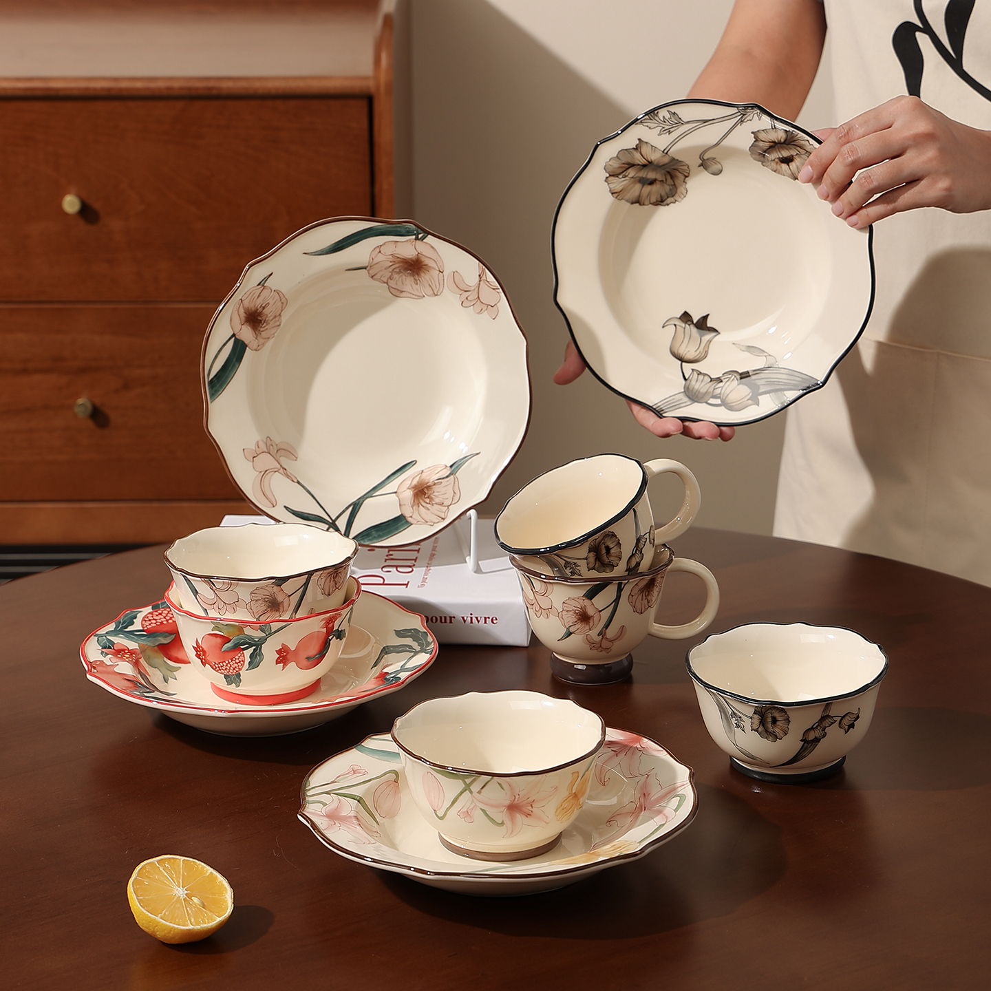 cookzone法式高颜值陶瓷碗盘套装