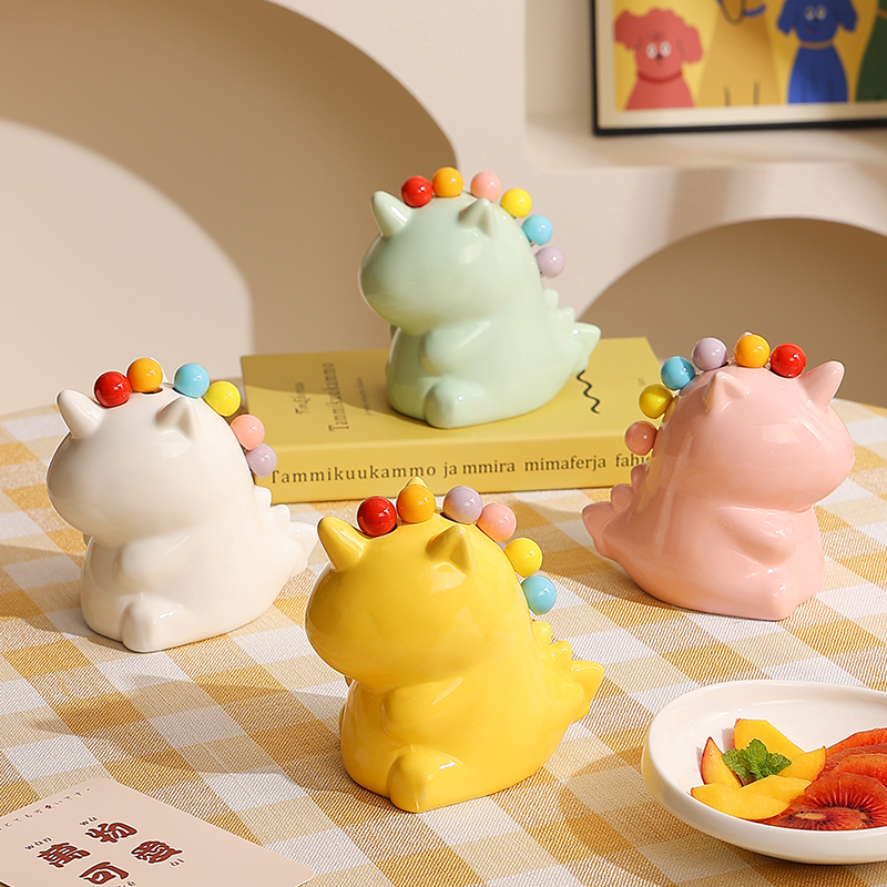 独角兽不锈钢水果叉+陶瓷收纳罐