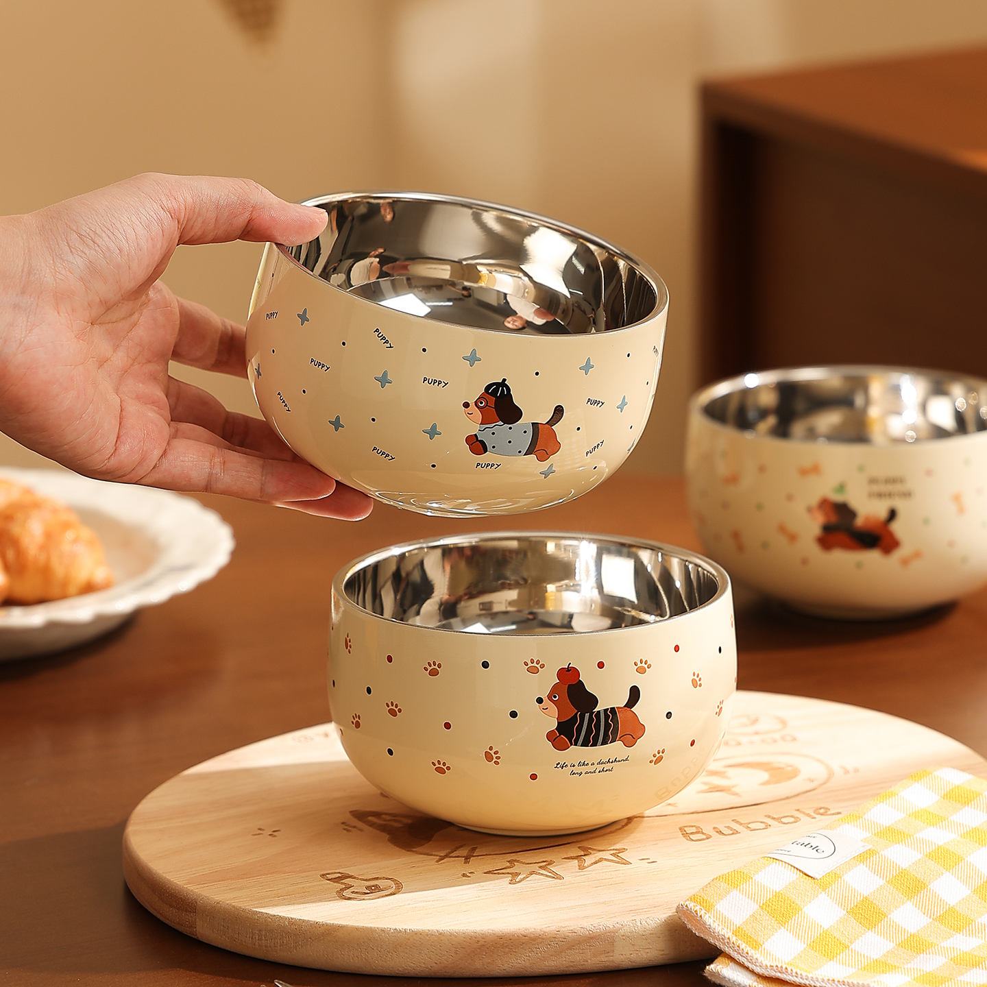 cookzone316不锈钢双层儿童饭碗