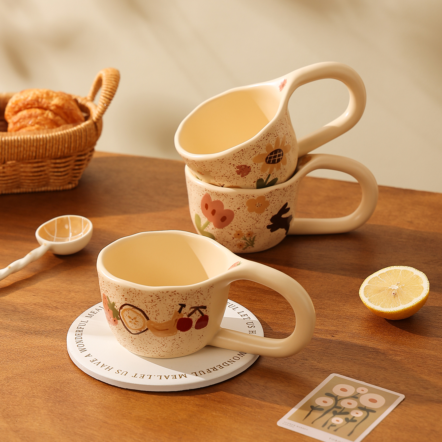 cookzone创意长把手陶瓷马克杯