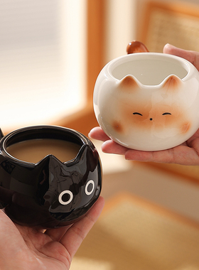 暹罗猫咖啡杯高档精致情侣杯女士高颜值杯子伴手礼办公室可爱蛋杯