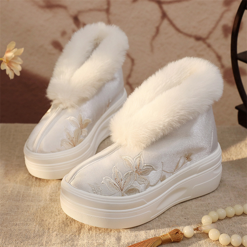 古风汉服加绒棉靴厚底松糕棉靴