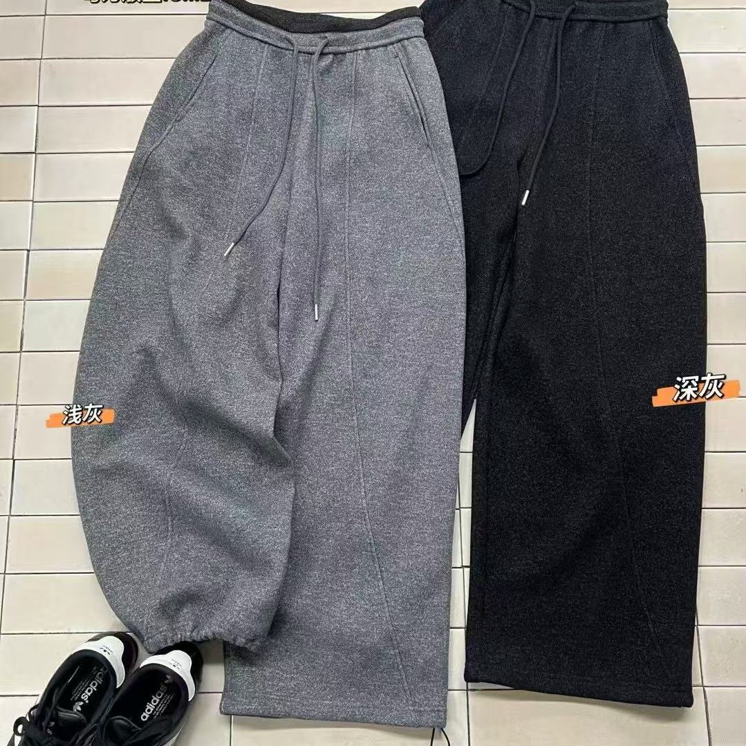 松紧高腰抽绳加绒保暖休闲裤女