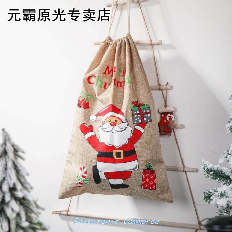 christmas candy gift bag linen drawstring bags santa claus p