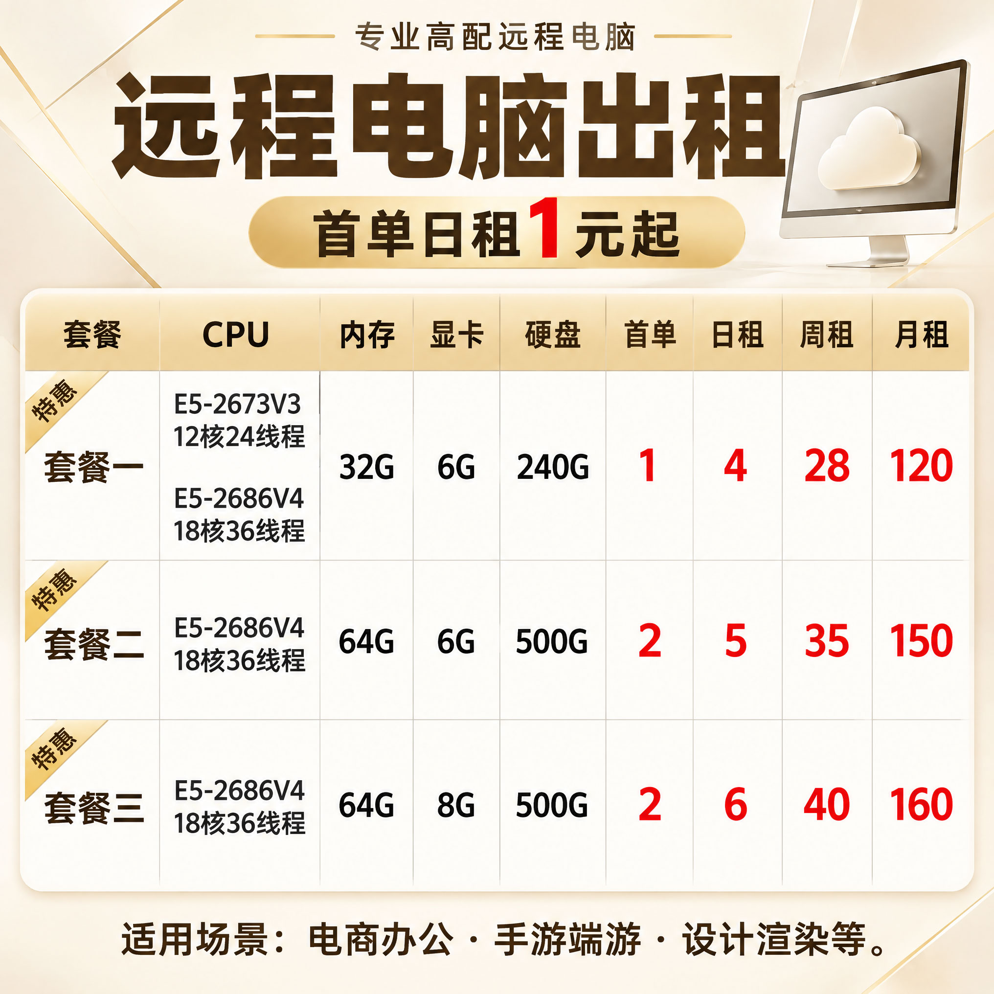 远程电脑出租E52696主机物理机模拟器游戏虚拟机云电脑服务器租用