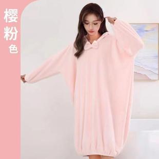 浴袍可穿浴巾女家用吸水柔软速干浴裙洗澡睡袍睡衣连帽 洗澡后穿