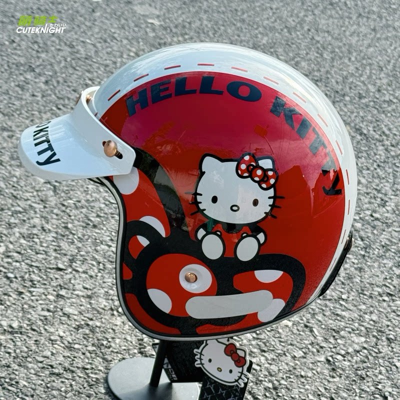 Mesuca麦斯卡迪士尼联名摩托车机车头盔hellokitty复古内镜小盔体