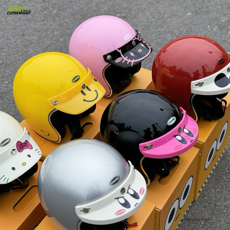 OOHAMA复古镀铬边3C小盔体头盔