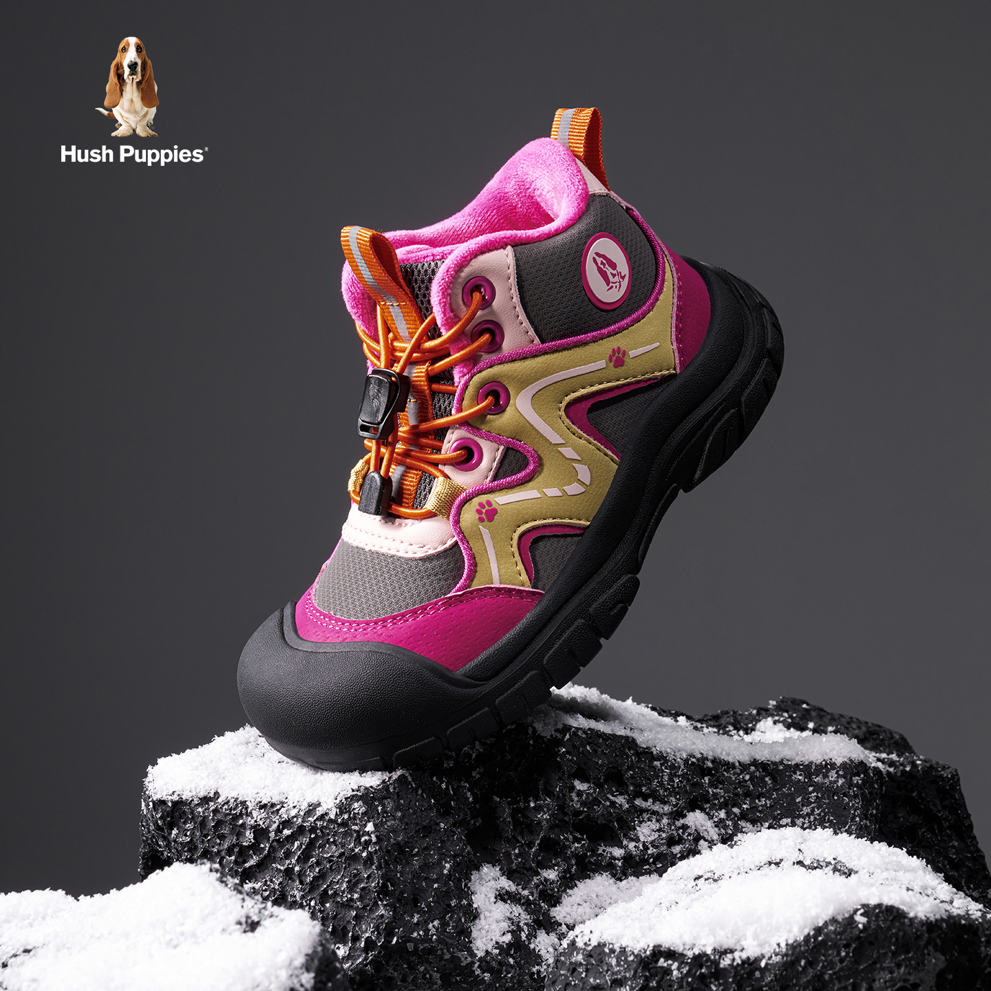 暇步士童鞋儿童棉鞋撞色加绒保暖