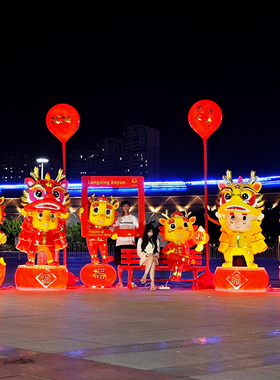 龙年卡通龙雕塑摆件玻璃钢雕塑商场售楼部景观新年吉祥物美陈装饰