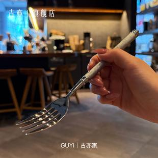 轻奢高级18 欧洲皇室款 10不锈钢厚柄西餐叉点心叉水果叉子沙拉叉