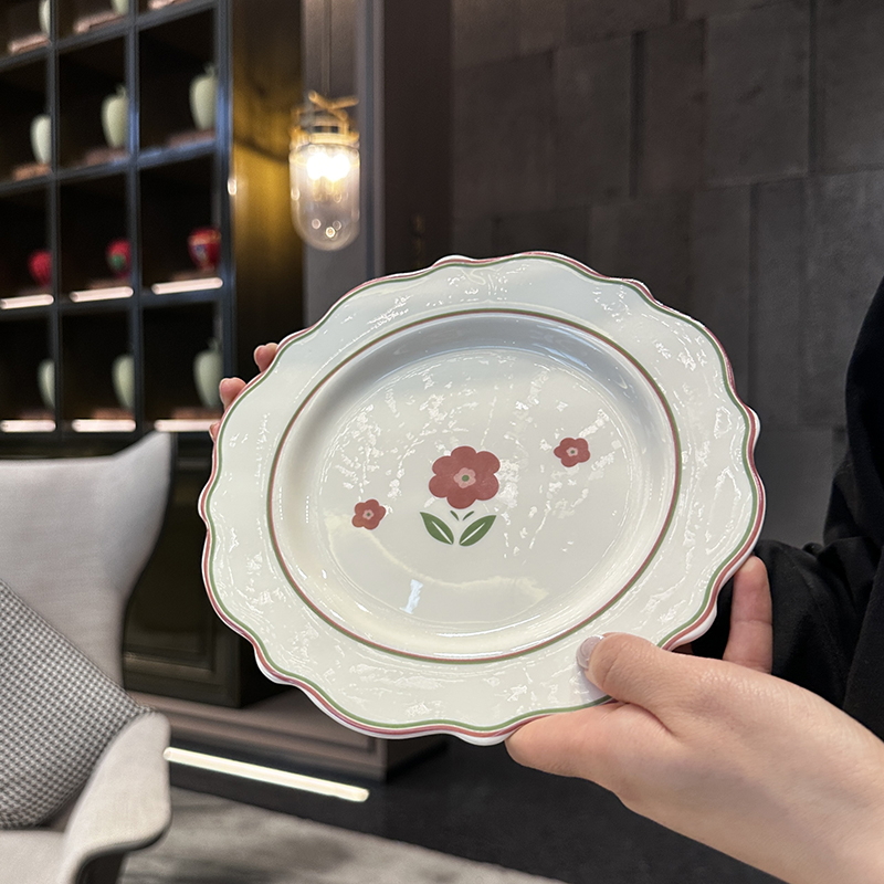 韩国ins风郁金香陶瓷盘子沙拉盘少女心花朵