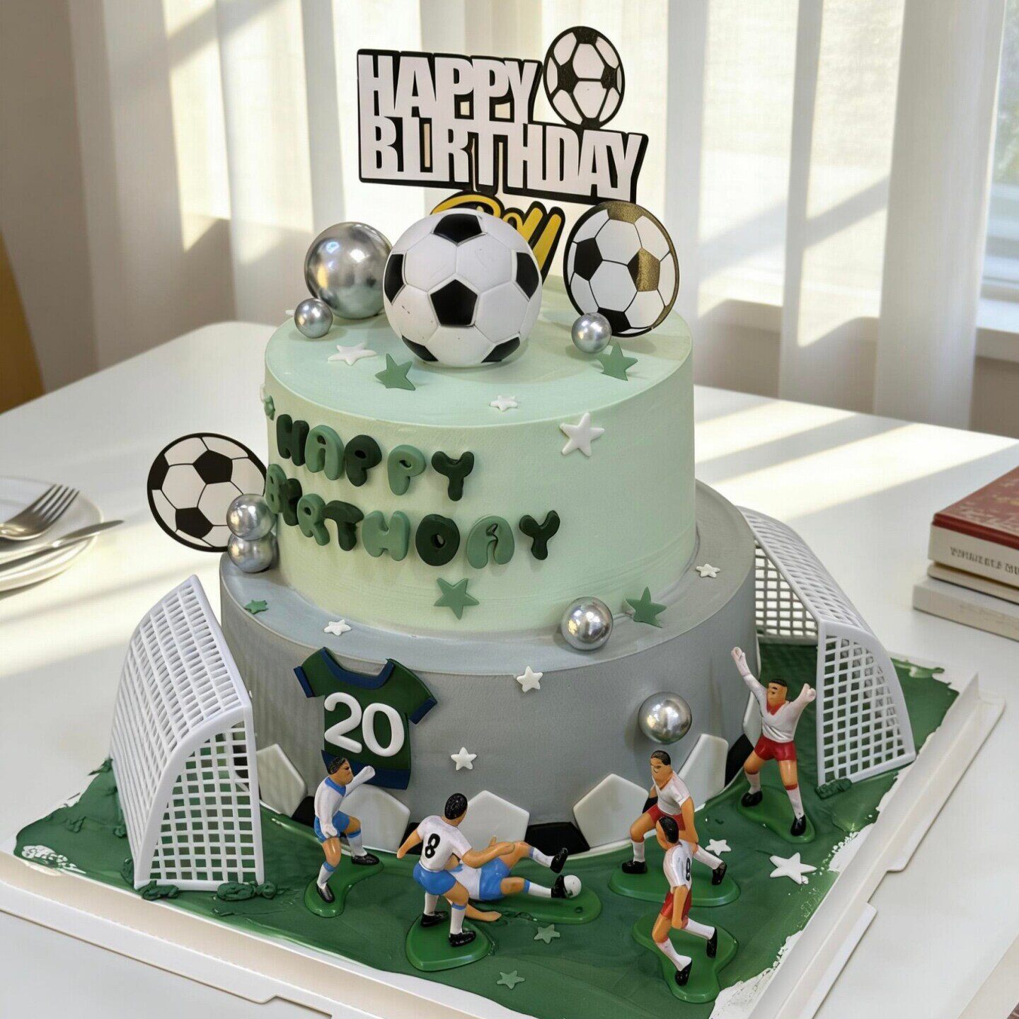 足球主题儿童生日蛋糕装饰踢足球男孩软胶插件生日快乐烘焙插牌
