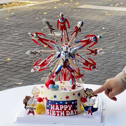 网红旋转蛋糕装饰摆件电动旋转摩天轮男孩儿童生日烘焙插件插牌