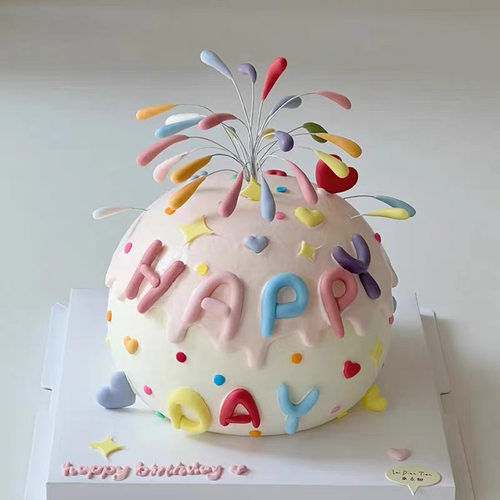 儿童七彩礼花软胶英文生日快乐蛋糕装饰happy英文字母甜品装扮