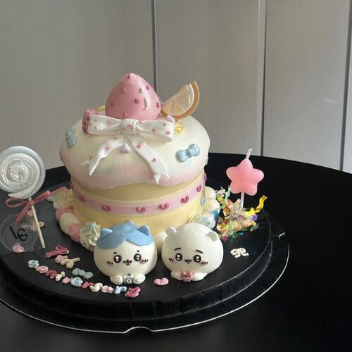 网红卡通吉伊小八乌萨奇蛋糕装饰摆件蜡烛儿童生日烘焙装扮插件