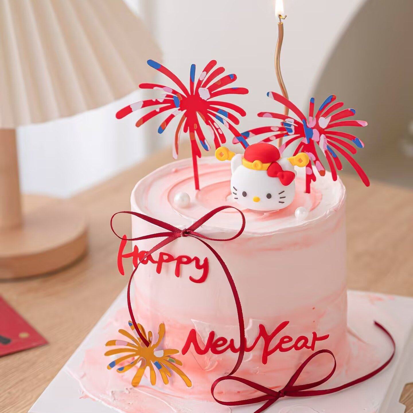 2026新年财神小猫蛋糕装饰礼花亚克力插牌happynewyear跨年插件,节庆用品/礼品,节日装扮用品,淘宝优惠券,粉丝福利购,淘宝优惠卷