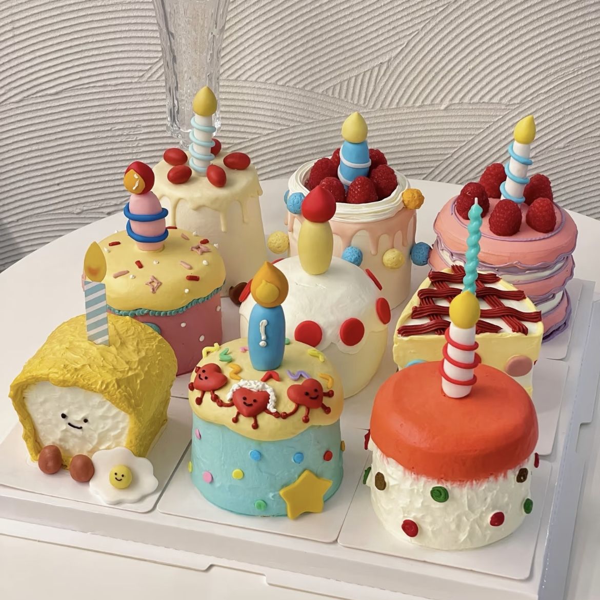 网红ins小蜡烛蛋糕装饰多巴胺彩色小球生日蜡烛节日派对甜品插件