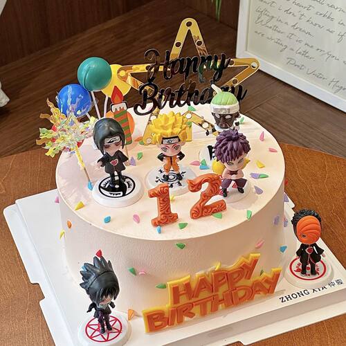 火影忍者蛋糕装饰金色五角星happy字母模具男孩男生生日烘焙装扮