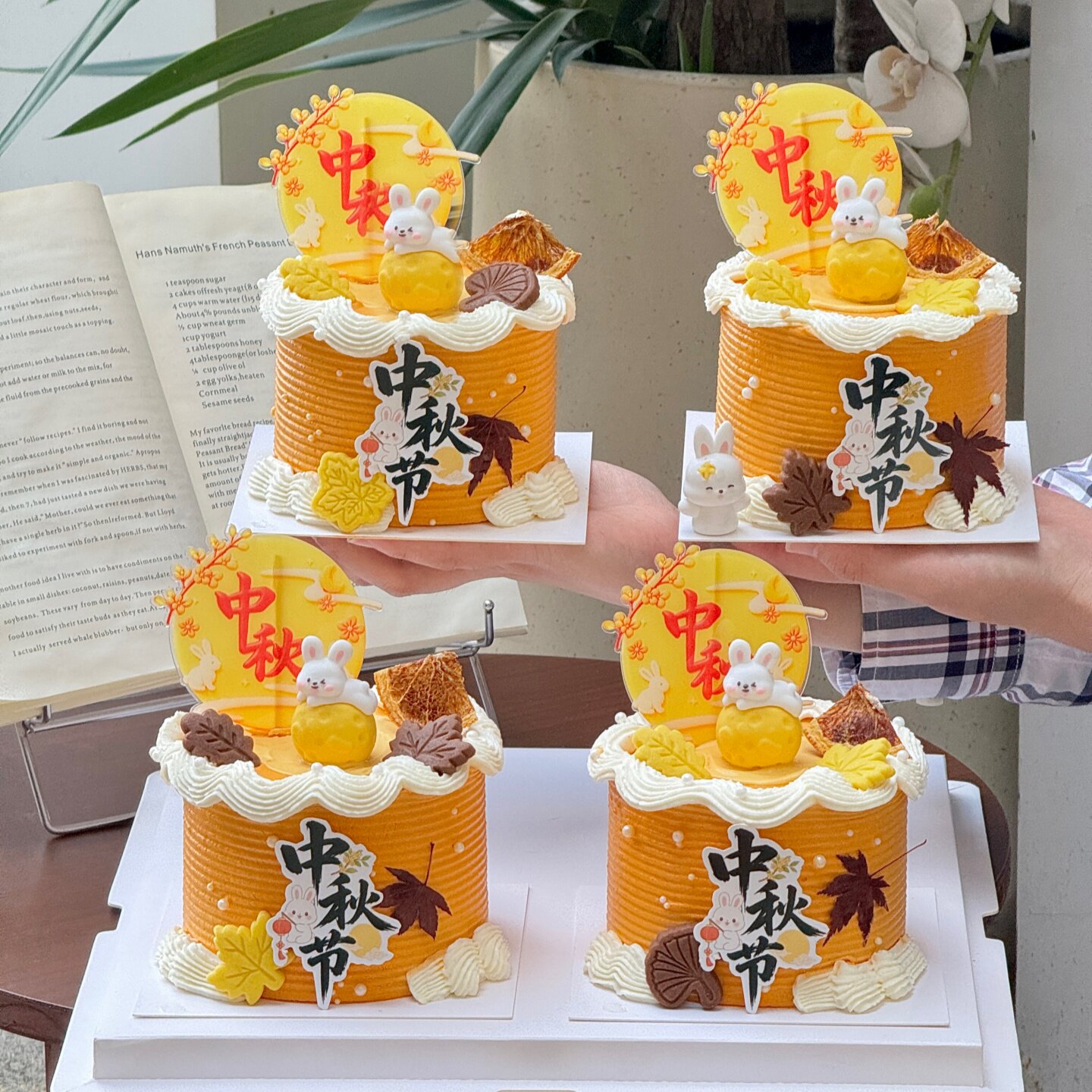 2026中秋节月球小兔子蛋糕装饰摆件中秋桂花树月亮玉兔亚克力装扮