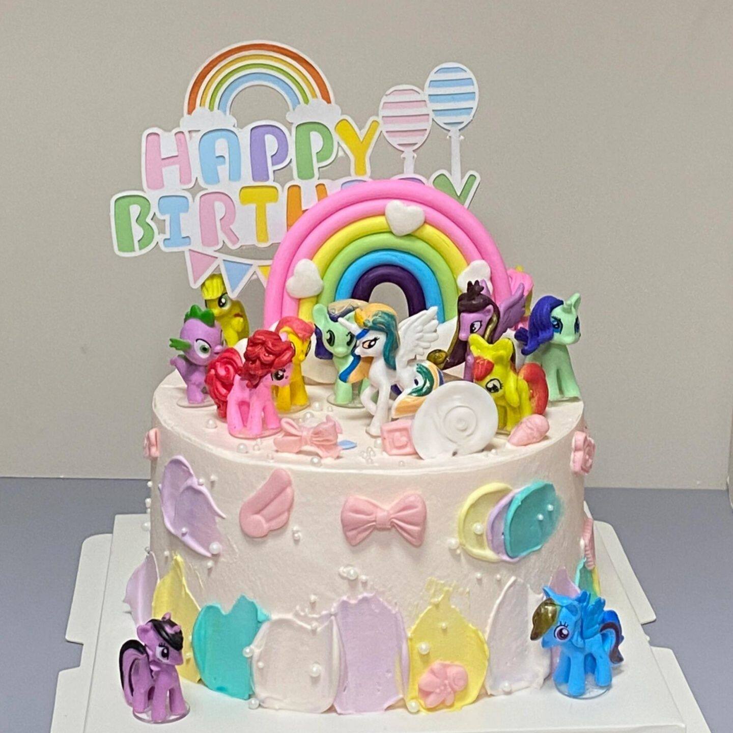 网红小马宝莉蛋糕装饰卡通独角兽彩虹女孩女生生日甜品烘焙插件
