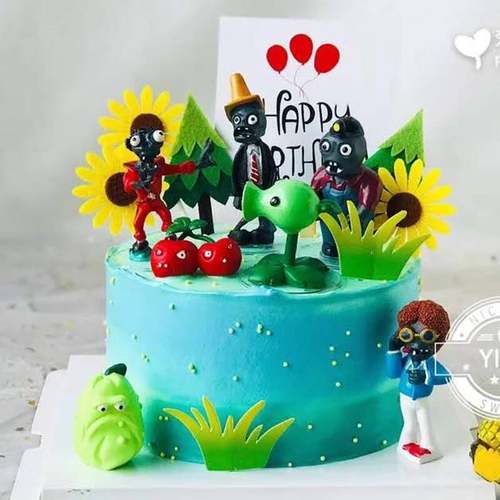 烘焙蛋糕装饰品网红植物大战僵尸人豌豆射手玉米插件生日派对摆件