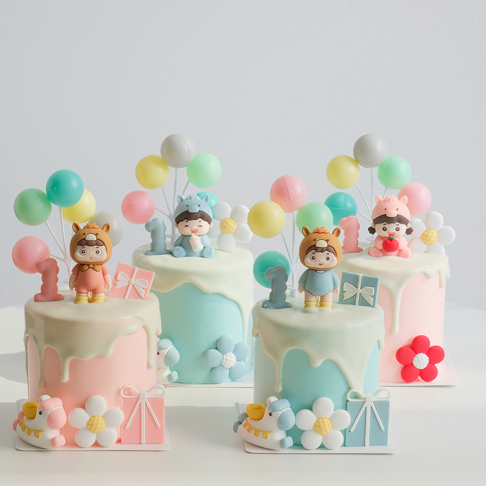 2026卡通网红马宝宝蛋糕装饰摆件软胶礼物盒男女宝宝百天满月烘焙