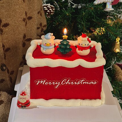 2026圣诞节hellokitty蛋糕装饰摆件圣诞kt猫小熊老人蜡烛节日烘焙