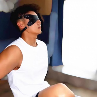 男生黑色助眠遮光眼罩皮革双层交叉面具宾馆宿舍睡觉沉浸式 眼枕潮