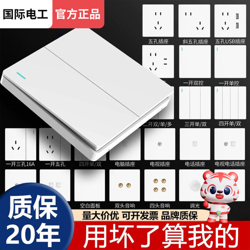 国际电工家用暗装86型一开单控