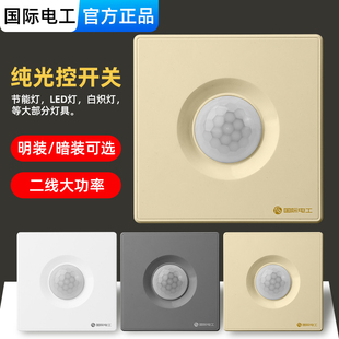 86型墙壁暗装光控器 光感应开关 户外白天不亮 晚上常亮 两线220V