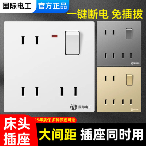 国际电工86型床头大间距一开六孔
