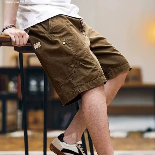 美式复古水洗工装短裤男宽松休闲