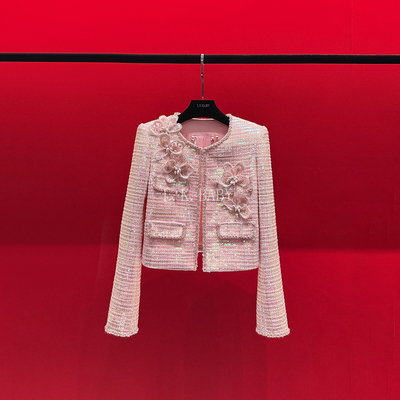 【L.K.BABY】玫瑰花瓣的诗 法式轻奢浪漫花漾幻彩亮片花朵外套