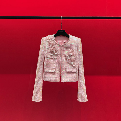 【L.K.BABY】玫瑰花瓣的诗 法式轻奢浪漫花漾幻彩亮片花朵外套