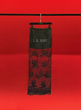 【L.K.BABY】与纱共舞 轻熟气质蕾丝提花性感显瘦开叉半身裙3209