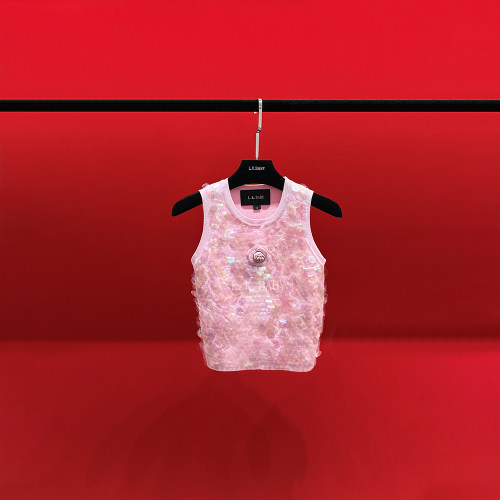【L.K.BABY】甜言蜜语「幻粉玫瑰」立体玫瑰亮片背心M.SY-6-0033