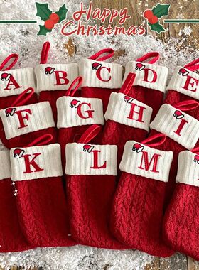 Christmas Stocking Knitting Snowflake Letter Socks Christmas