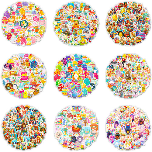 50 Easter Stickers Easter Eggs Bunny Goose Eggs Easter Graff