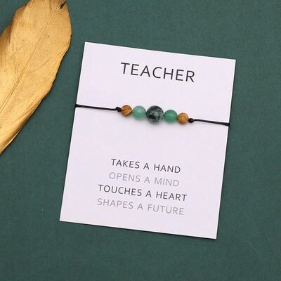 Teacher Wish Bracelet Green Jasper Bead Friendship Bracelet