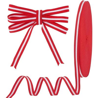 100 Yards Red White Striped Ribbon 38 Inch Fabric Grosgrain
