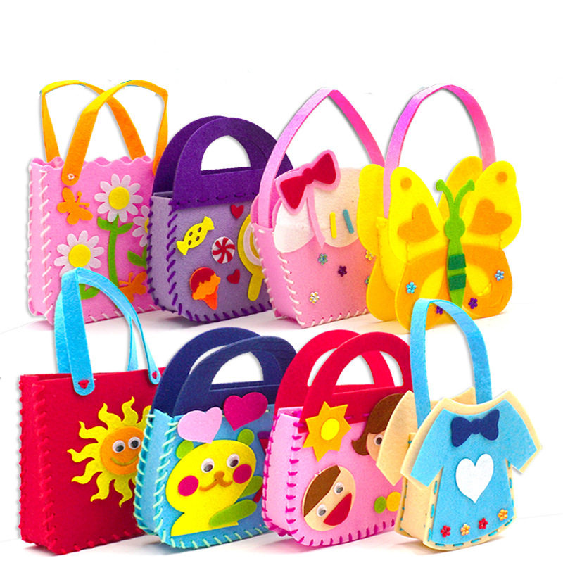 2022 new handicraft toys for children pink bag girl gift fab