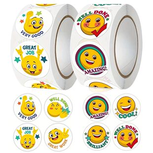 500Pcs/Roll Cartoon Funny Smile Face Expression Reward Stick