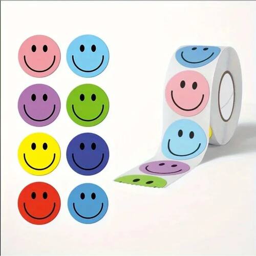 500pcs smiling face paper stickers round stationery stickers