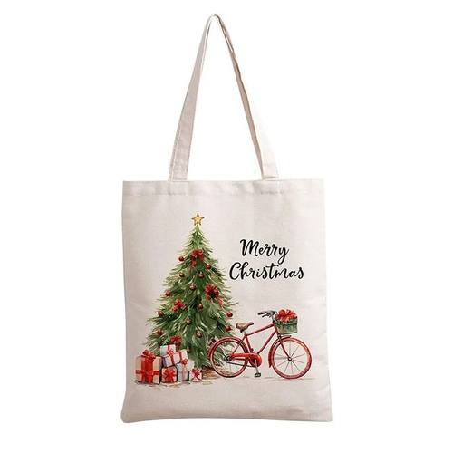 Cotton Canvas Tote Bags Christmas Bag Shopping Carry Grocery