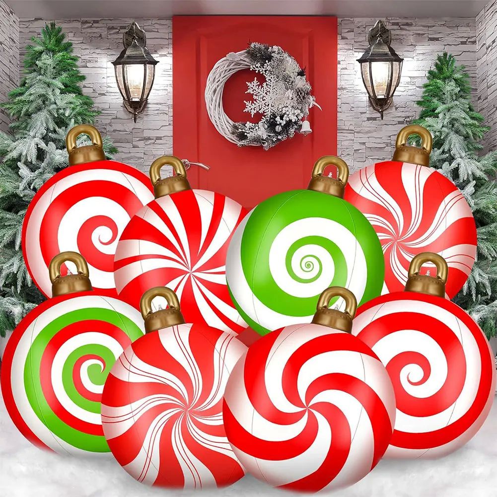 24 Inch Light Up PVC Inflatable Christmas Ball Outdoor Chris