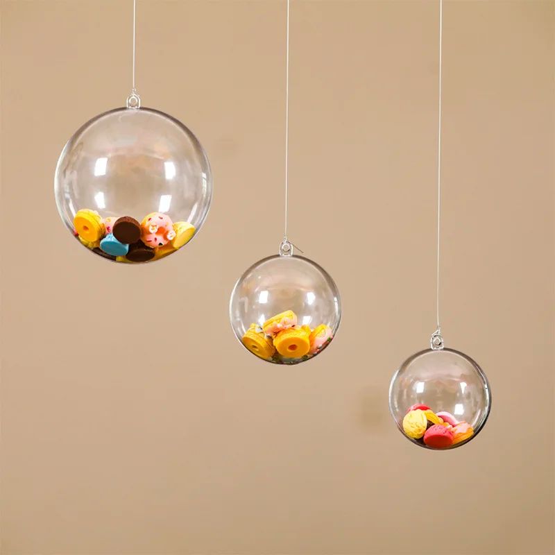 10PC Christmas Transparent Balls 4cm Plastic Ball Fillable B