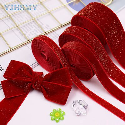 Christmas Ribbon Red Brilliant New Year Velvet Ribbons 5 Yar