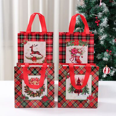 4pcs Christmas Gift Bags Santa Claus Snowman Non-Woven Chris