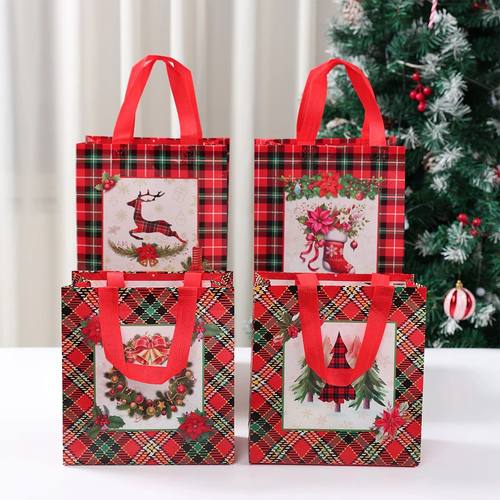 4pcs Christmas Gift Bags Santa Claus Snowman Non-Woven Chris